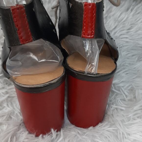 LUCKY BRAND TAFIA LACE UP LASER CUT-OUT STACKED HEELS CUSTOMIZED SIZE 8.5 - Picture 4 of 12